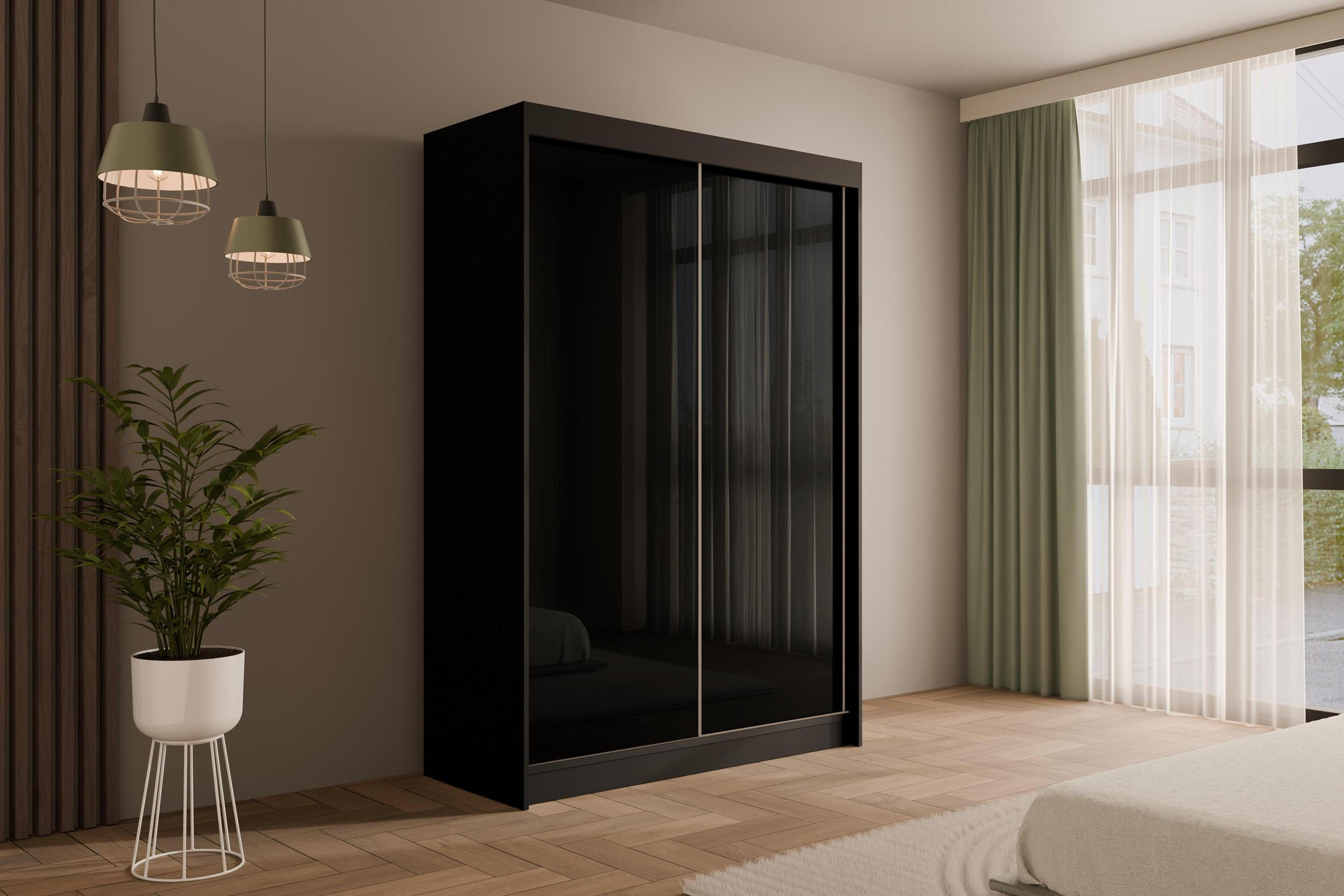 KLEIDERSCHRANK PEKA - 150 cm - Schwarz - Schwarz, Holzwerkstoff (150/215/61cm) - ALTDECOR
