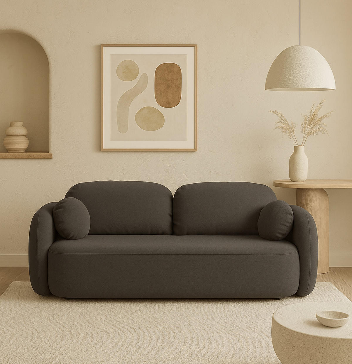 SCHLAFSOFA LIO, Sofa mit Schlaffunktion und Bettkasten, Farbe: Grau, Velourstoff - Grau, Textil (238/86/101cm) - Sepro Meble