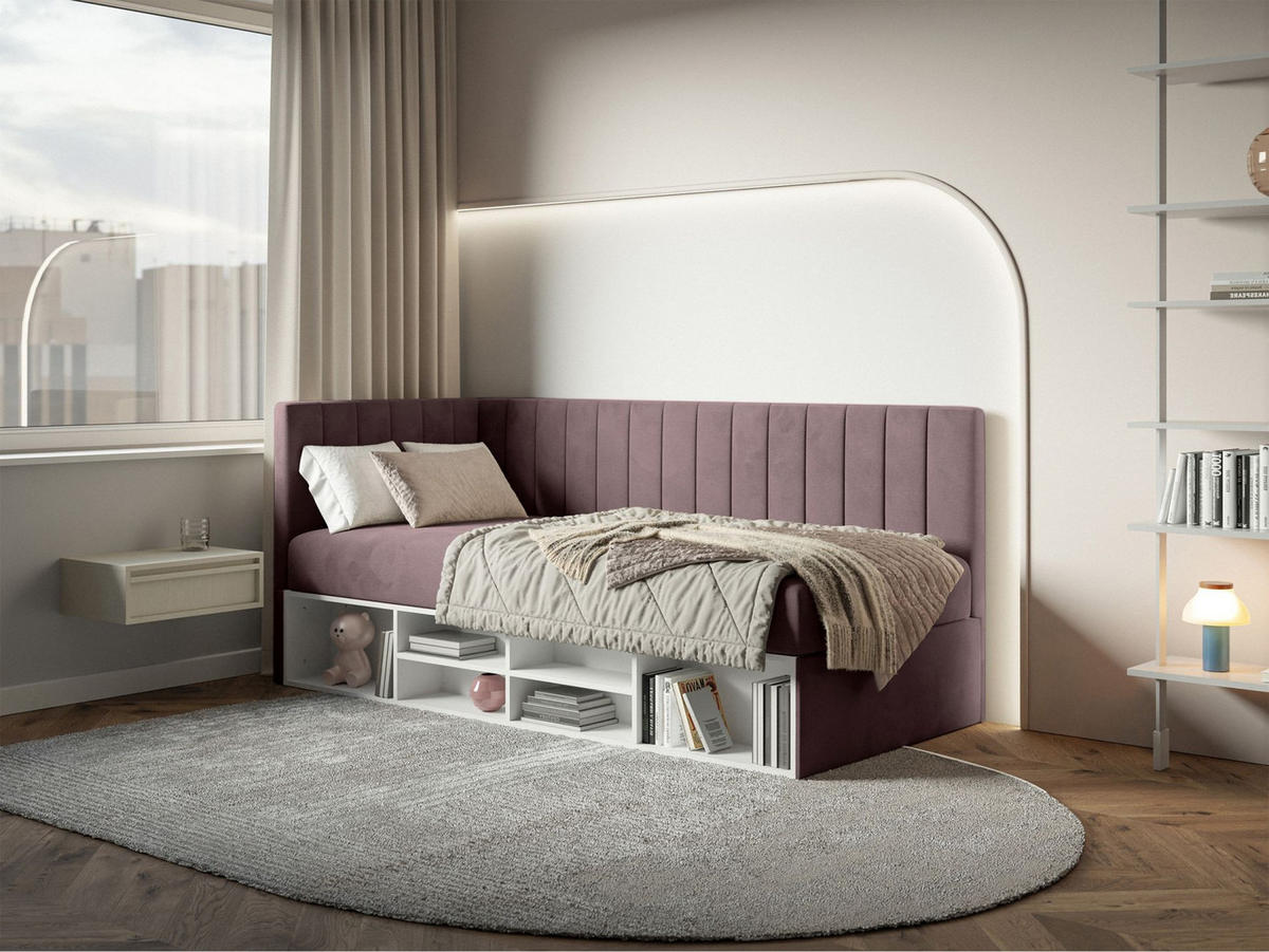 JUGENDBETT Ventrio Violett Easy-Clean-Samtbezug 90x200 cm - Lila, Kunststoff/Textil (90/200cm) - Selsey