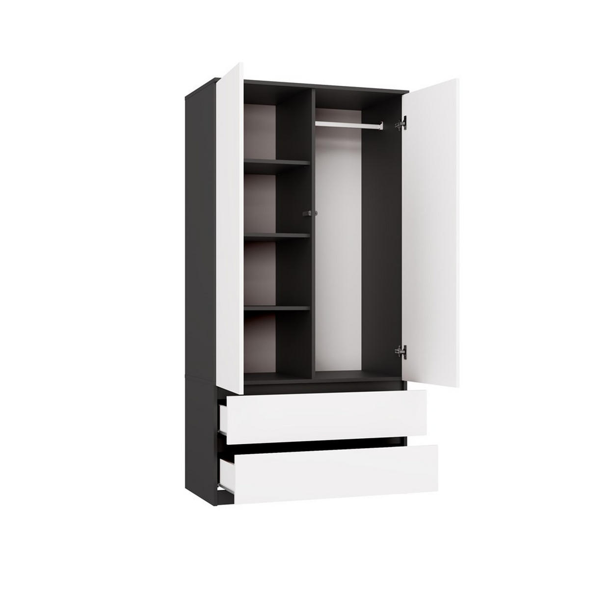 KLEIDERSCHRANK Anthrazit, Weiß 90/180/50 - Anthrazit/Weiß, Holzwerkstoff (90/180/50cm) - RAUMHIRSCH FURNITURE