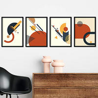 POSTER Set mit 4 Senf, mit farbigen Motiven abstrakten Konstruktivismus A3 Rahmenlos - Klar, Papier (29.7/3cm) - Nacnic