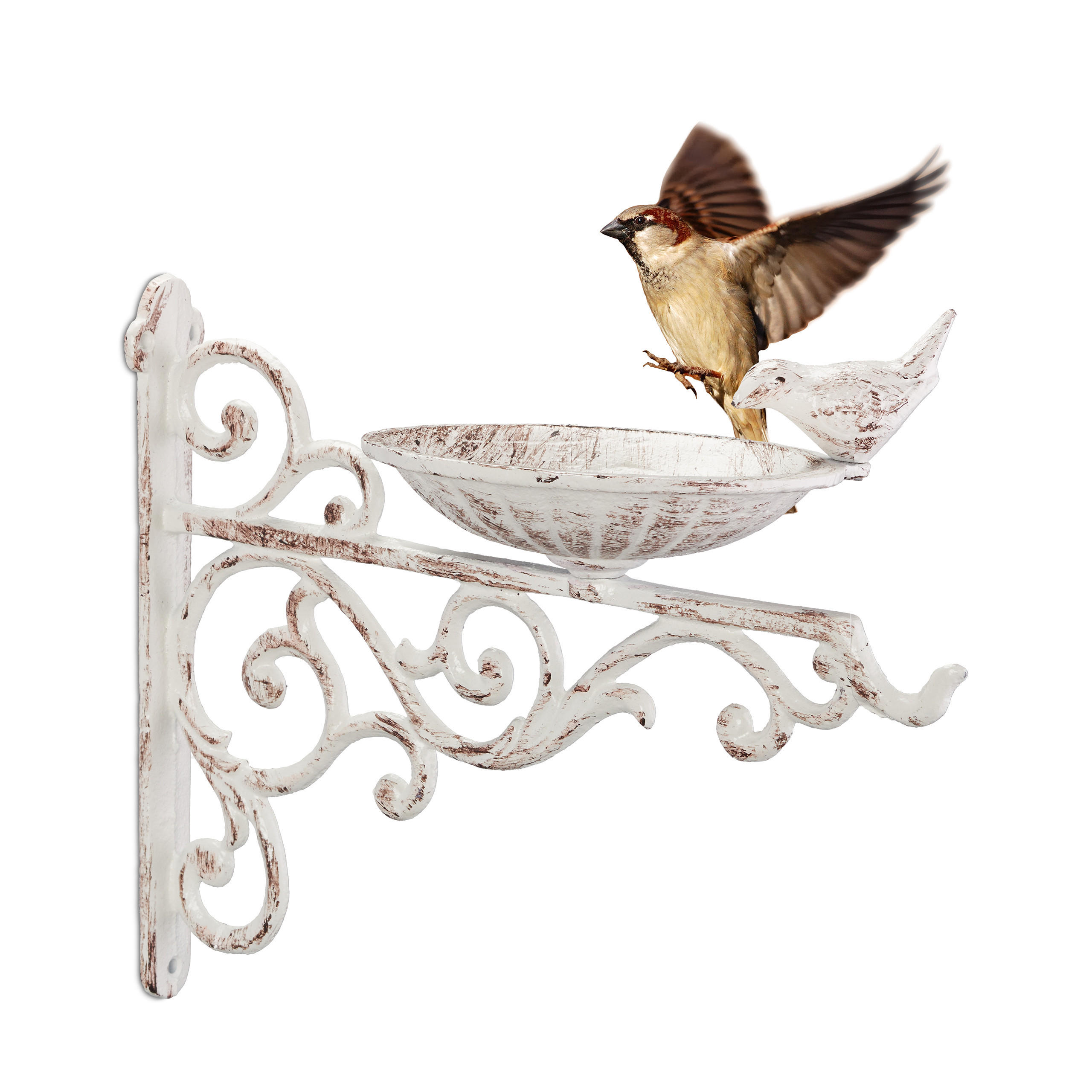 VOGELTRÄNKE - Weiß, Metall (28/24/14cm) - Relaxdays