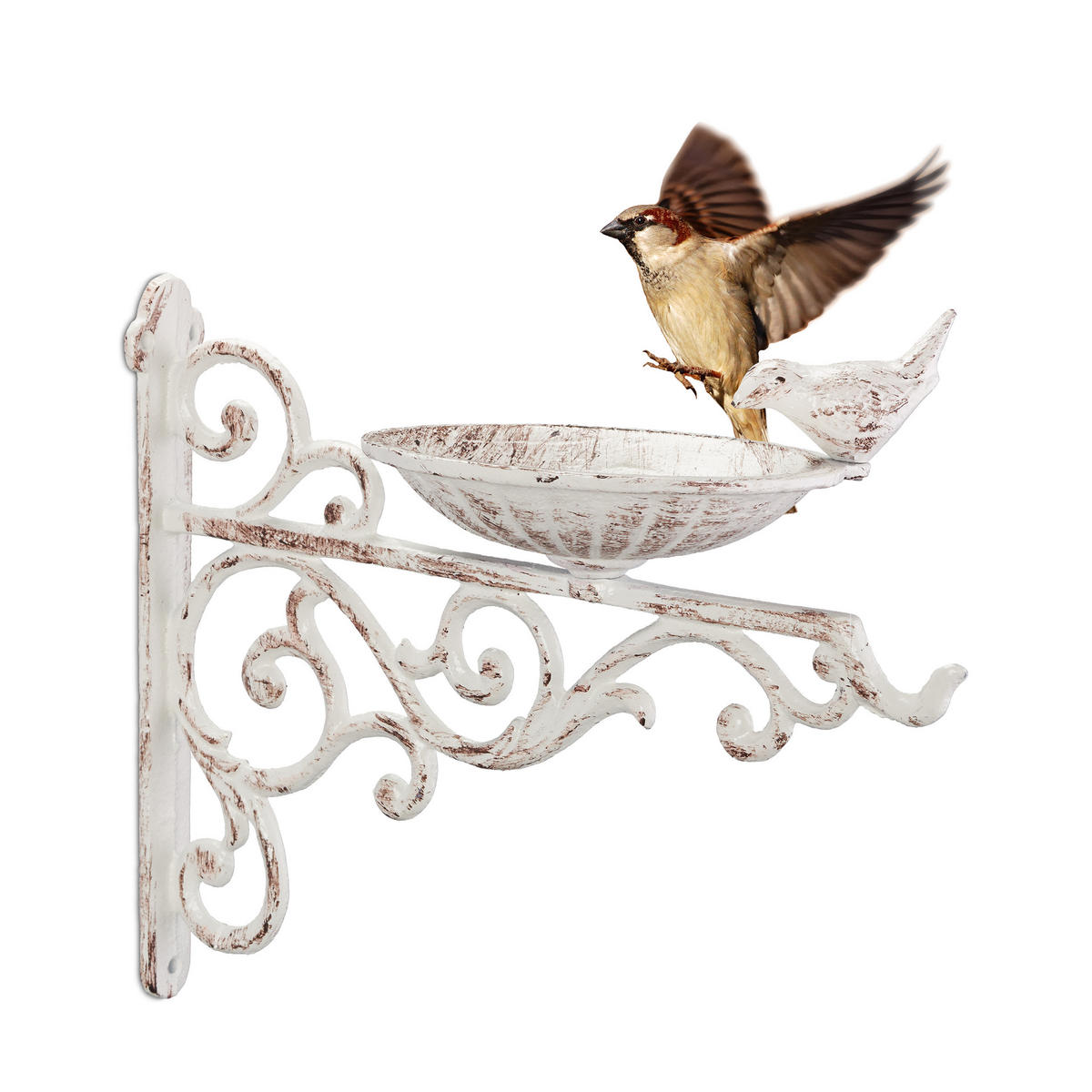 VOGELTRÄNKE - Weiß, Metall (28/24/14cm) - Relaxdays