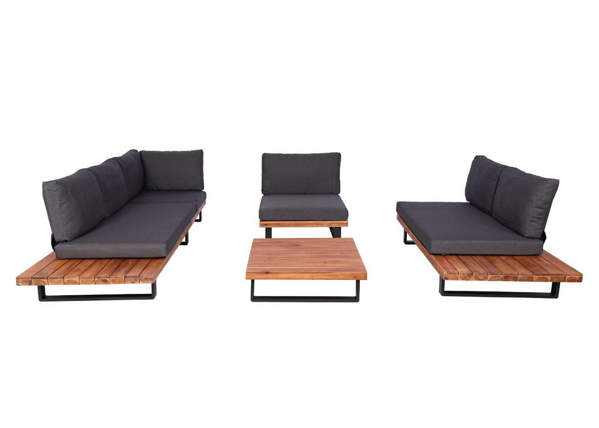 GARTENGARNITUR mit Sessel Braun Dunkelgrau - Braun, Holz - PROREGAL