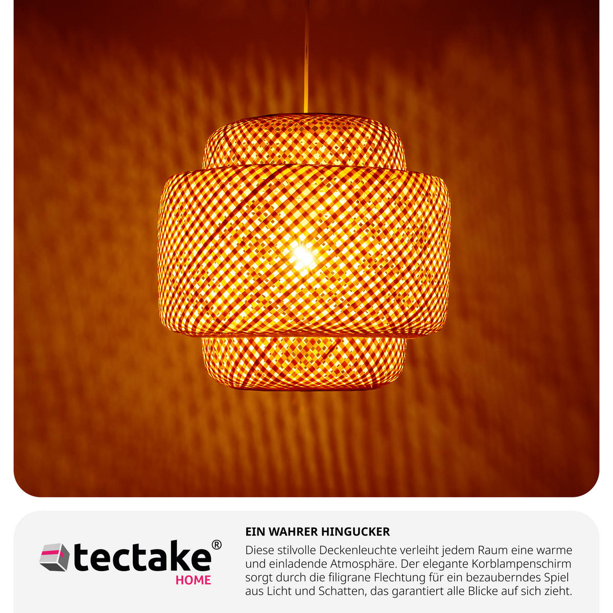 DECKENLEUCHTE Lignea Lux Aus Bambus,40 x 39 cm ,braun - Braun, Holz (40/40/39cm) - tectake
