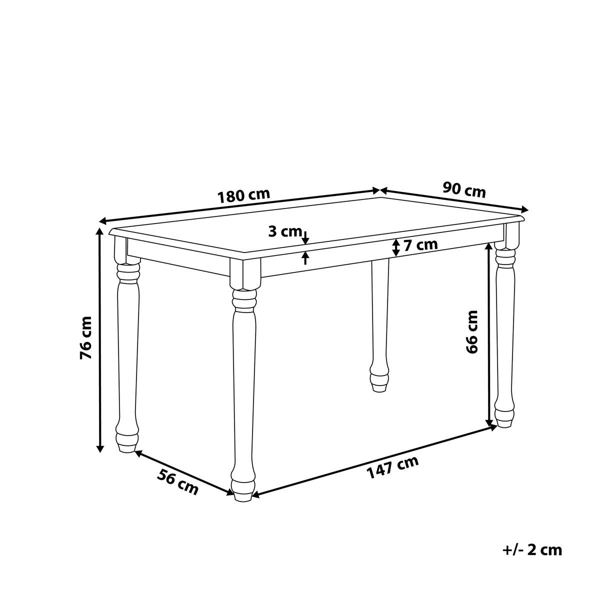 ESSTISCH 180/90/76 cm Weiß Rechteckig Cary - Weiß, Holzwerkstoff (180/90/76cm) - Beliani