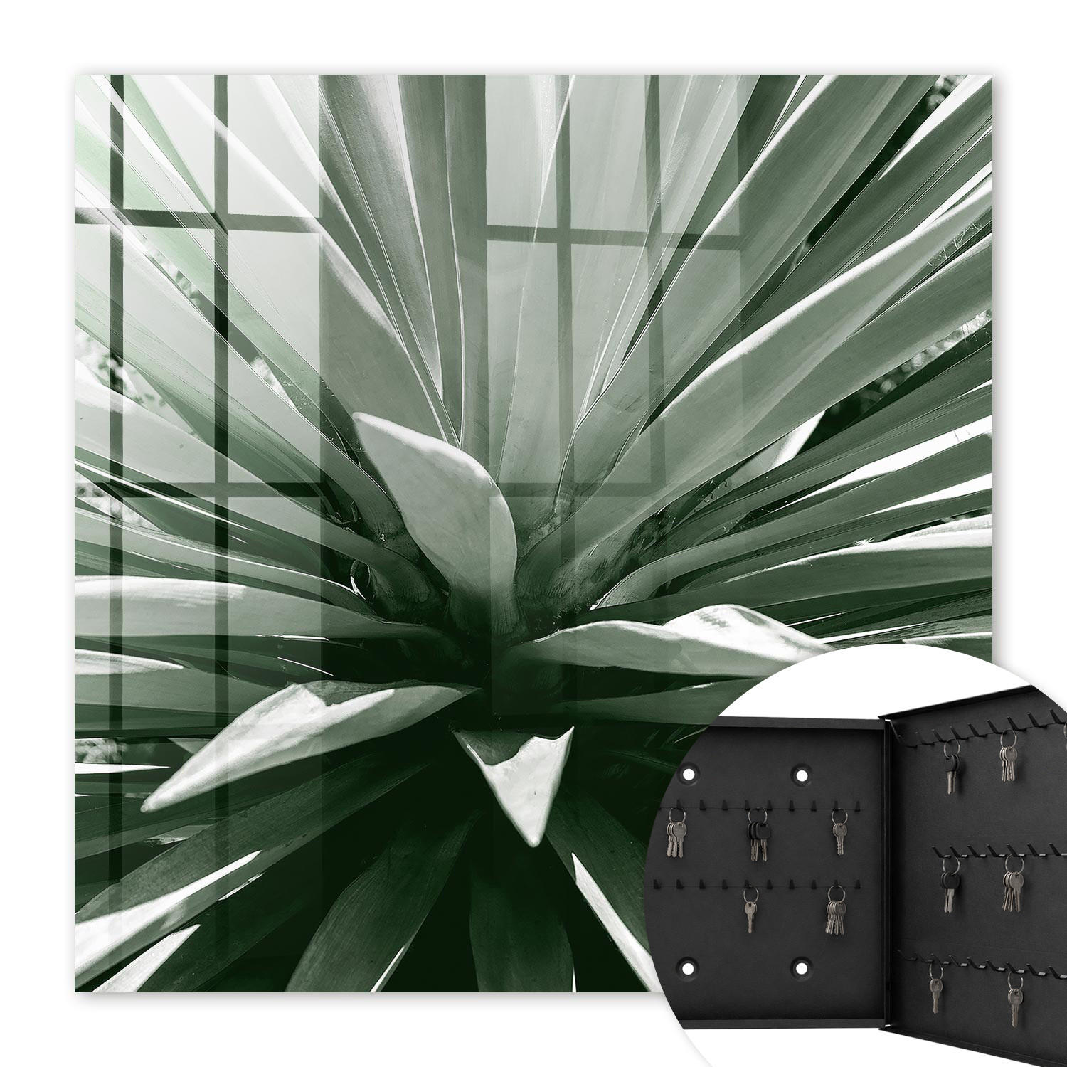 SCHLÜSSELBOX Schwarz 30x30 cm- Türöffnung nach rechts - Agave - Multicolor, Metall (30/30/5cm) - TULUP