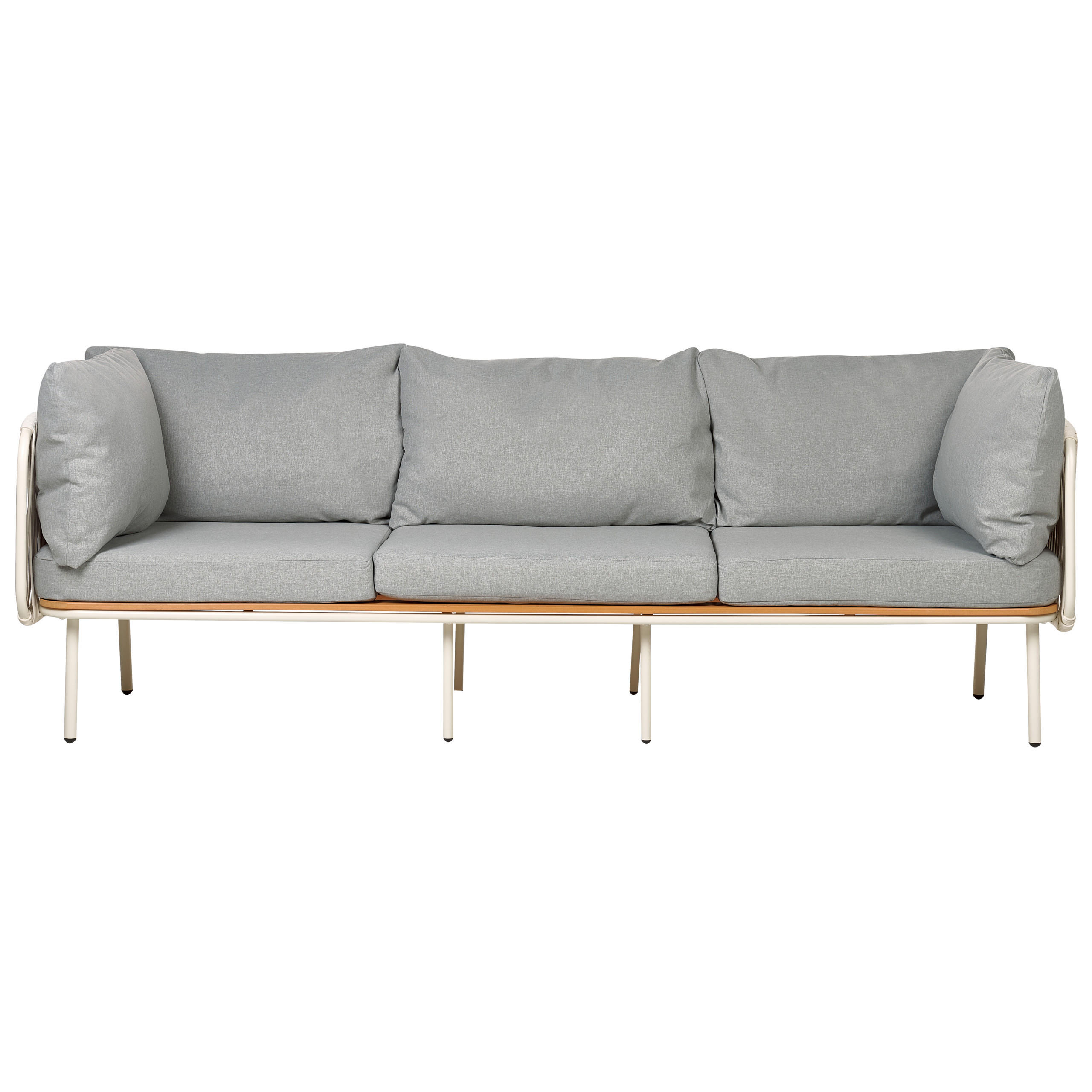 GARTENSOFA 3-Sitzer Grau Senise - Hellbraun/Weiß, Metall (225/85/60cm) - Beliani