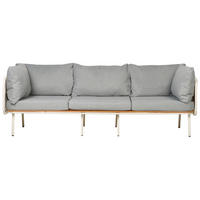 GARTENSOFA 3-Sitzer Grau Senise - Hellbraun/Weiß, Metall (225/85/60cm) - Beliani
