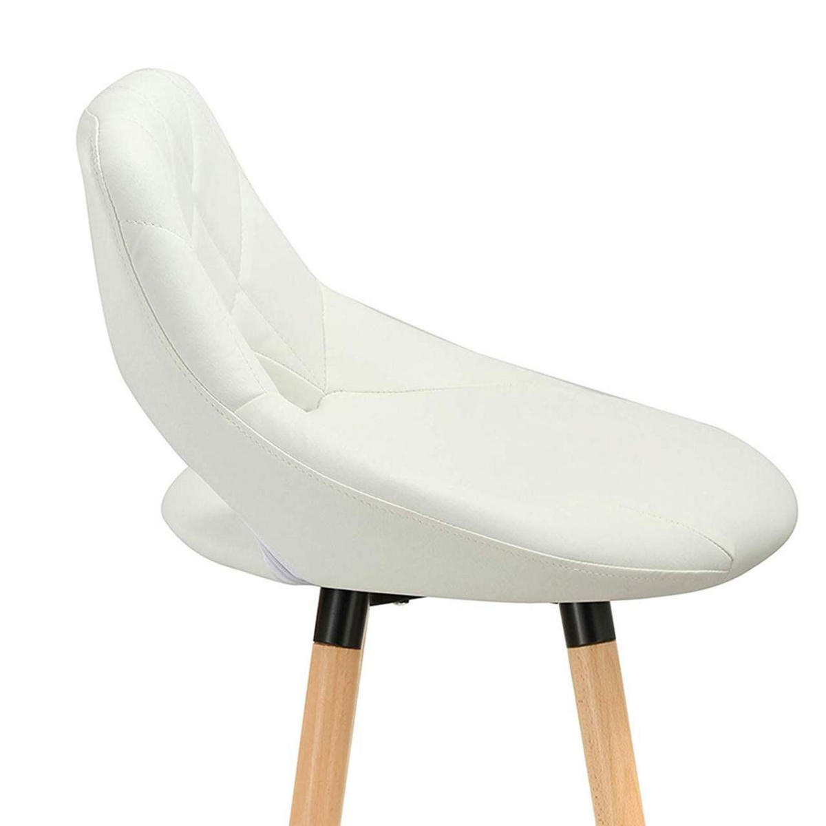 BARHOCKER aus Kunstleder, Holzgestell, Weiß - Buchefarben/Weiß, Holz/Textil (43/91/43cm) - Woltu