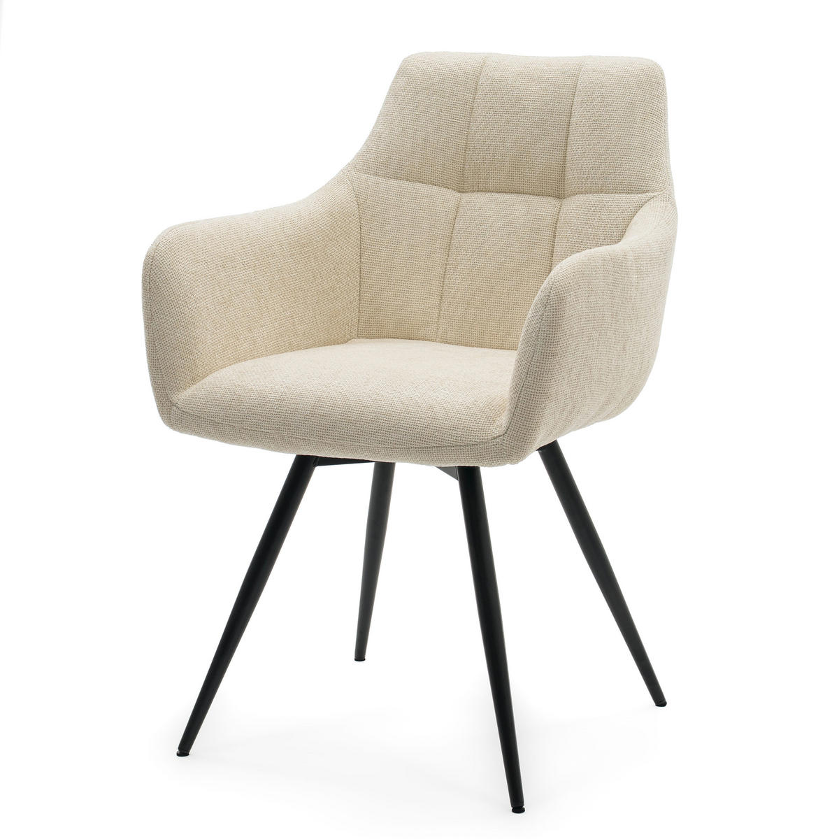 STUHL LUGANO drehbar gepolsterter mit Steppung - creme - Chenille - Creme/Schwarz, Textil/Metall (58/84/59cm) - NEW HOME