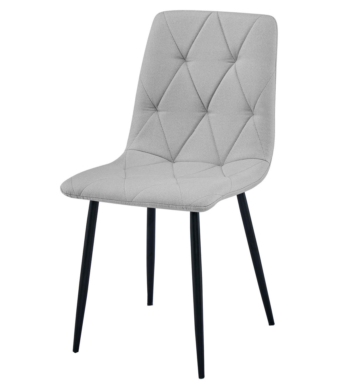 ESSZIMMERSTUHL 2-er Set TYRA hellgrauer Sitz, schwarze Beine - Hellgrau/Schwarz, Textil (44.5/87/54.5cm) - Valora