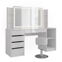 SCHMINKTISCH Sherry Weiß/Weiß Hochglanz 158.2 cm 5 Teile - Weiß Hochglanz, Holzwerkstoff (158.2/76/50.1cm) - Vicco