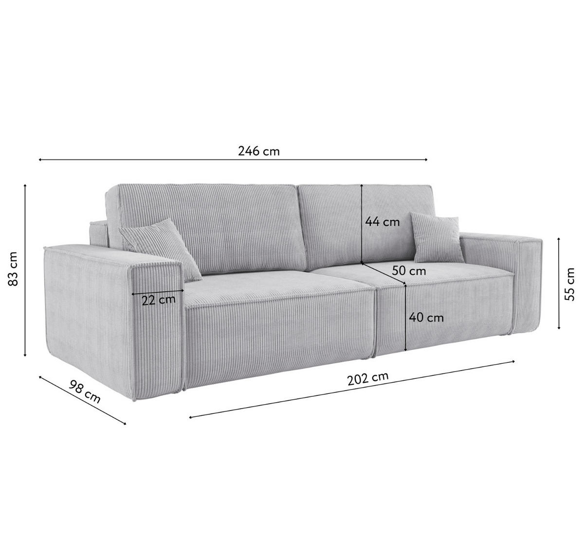 SCHLAFSOFA BEST und Bettkasten Stoff Poso Hellgrau - Hellgrau, Holz (246/83/98cm) - Kaiser Möbel