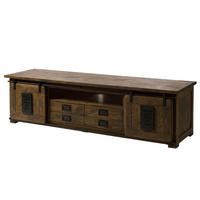 TV-BOARD Mango 200x55x55 braun lackiert RAILWAY #448 - Braun, Holz (200/55/55cm) - Massivmoebel24