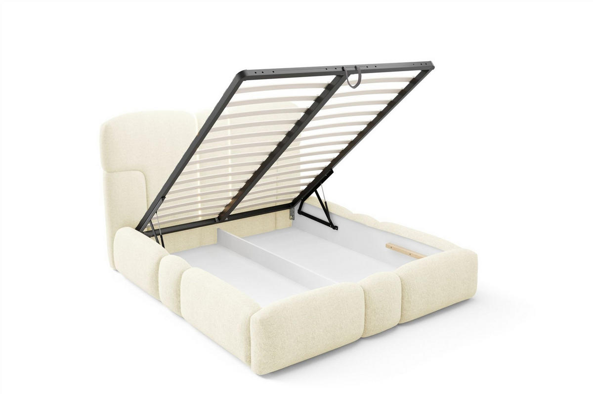 POLSTERBETT Jordan Komplettset - Creme, Holzwerkstoff/Textil (120/200cm) - Fun Möbel