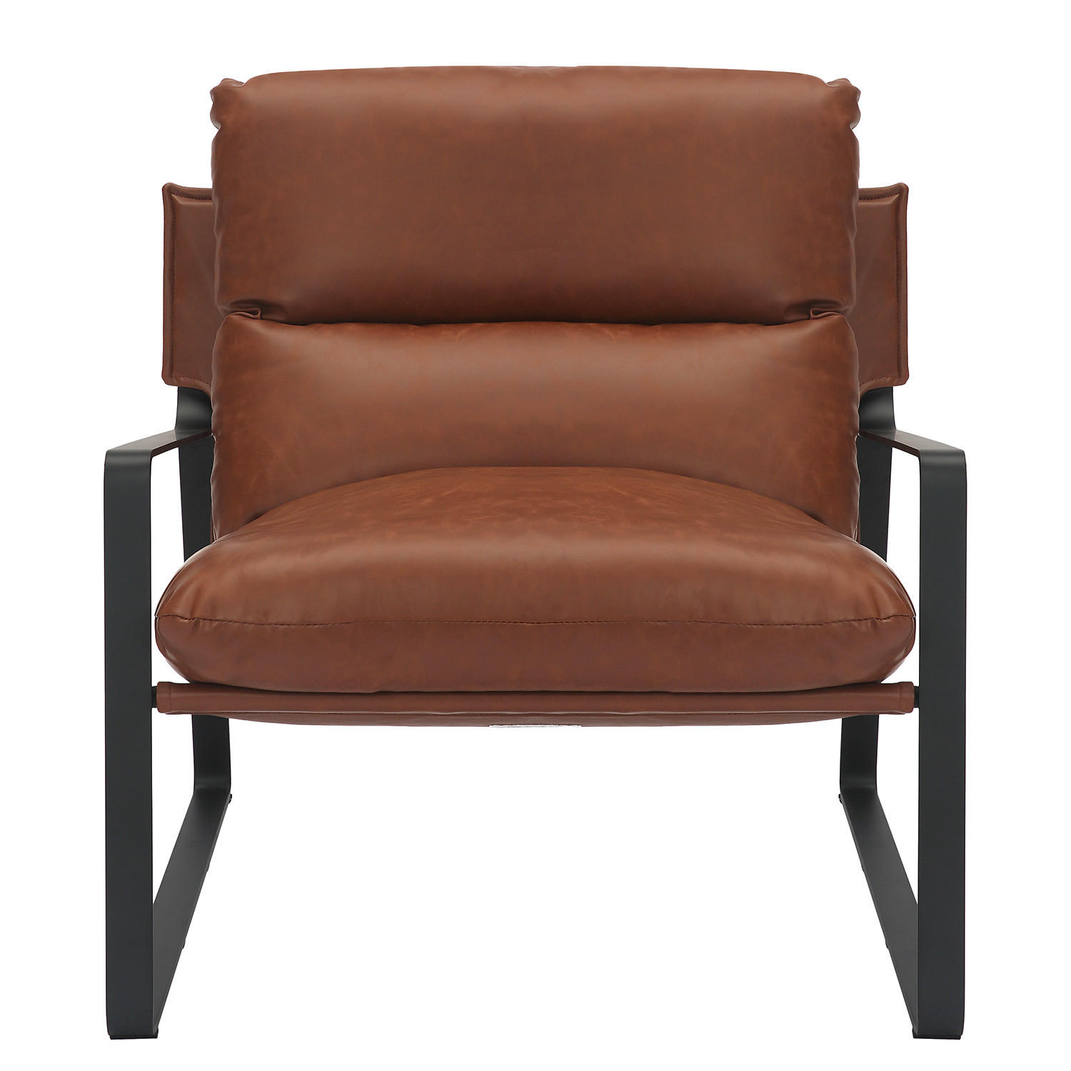 LOUNGESESSEL - Schwarz/Braun, Leder/Kunststoff (76/76/81cm) - home24