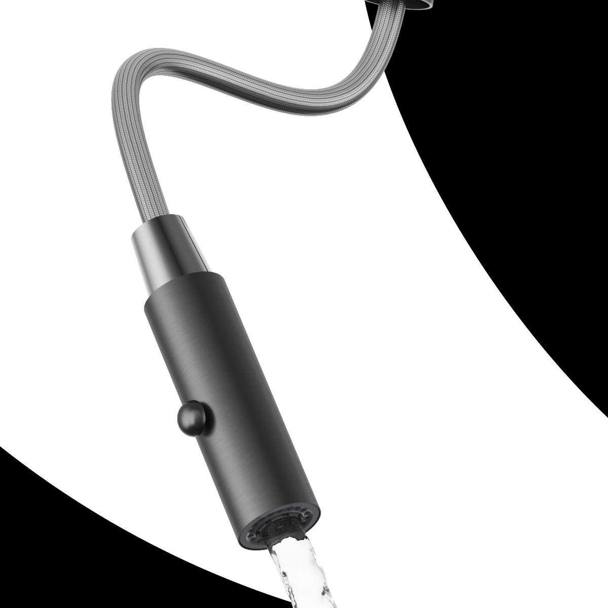 KÜCHENARMATUR Livia Gun Grey 43 cm Ausziehbrause 2 Strahlarten 1-tlg. - Grau, Metall (24/43/24cm) - Granitan