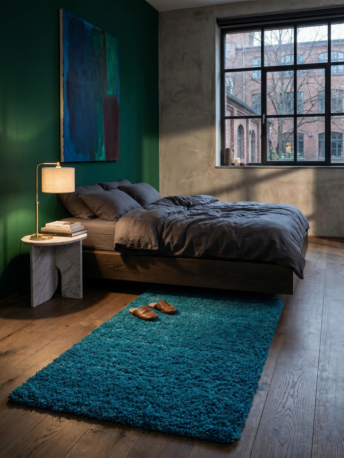 HOCHFLORTEPPICH RHEIN, einfarbig, aus Polypropylen, Türkis, 60 x 110 cm - Blau, Textil (60/110cm) - KADIMA DESIGN