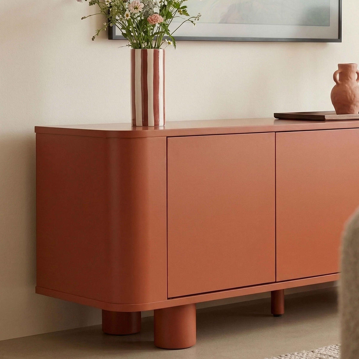 TV-SCHRANK 120 cm, Terrakotta - Rot/Orange, Holz (40/50/120cm) - Oviala