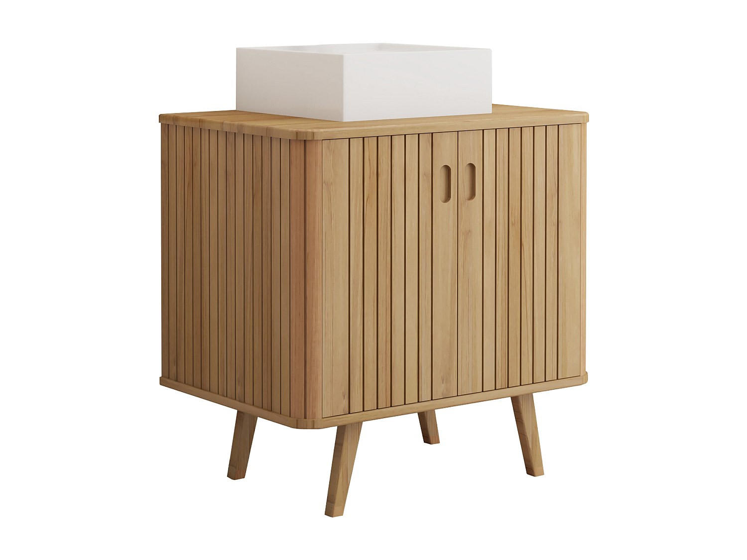 EINZELWASCHTISCH - 80 cmcm x 55 cmcm - Holz, Platte - Naturfarben Hell - WAMENA - Naturfarben, Holz (80/80/55cm) - Vente-Unique