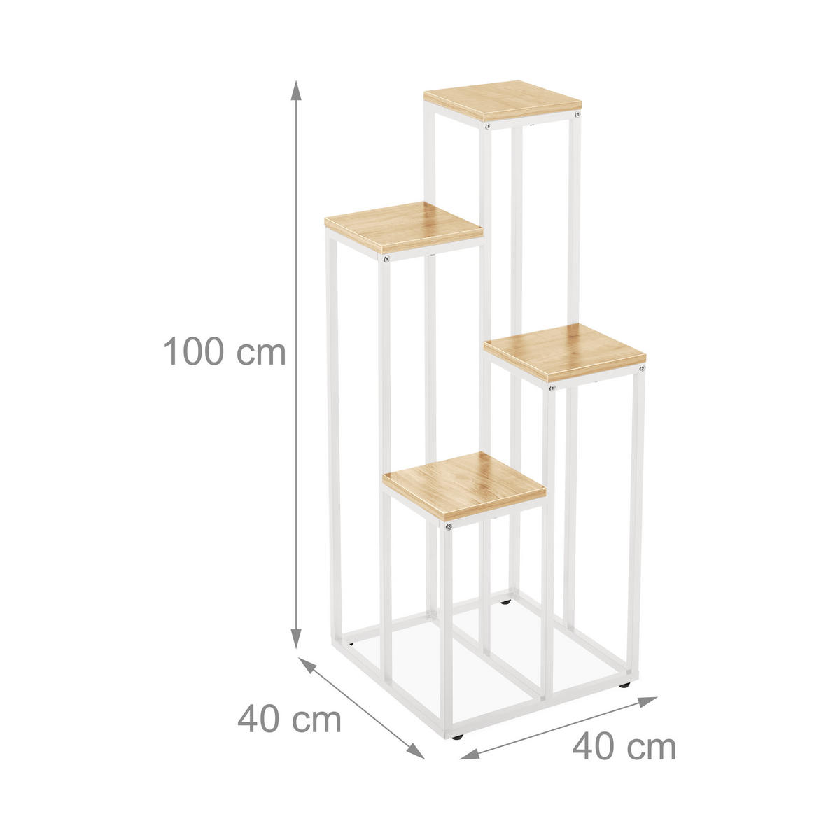 BLUMENTREPPE - Beige/Weiß, Holzwerkstoff/Metall (40/40/100cm) - Relaxdays