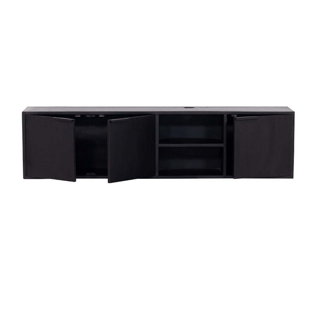 TV-MÖBEL schwebend aus Mangoholz 160cm, schwarz - Schwarz, Metall (160/40/30cm) - Giga Meubel