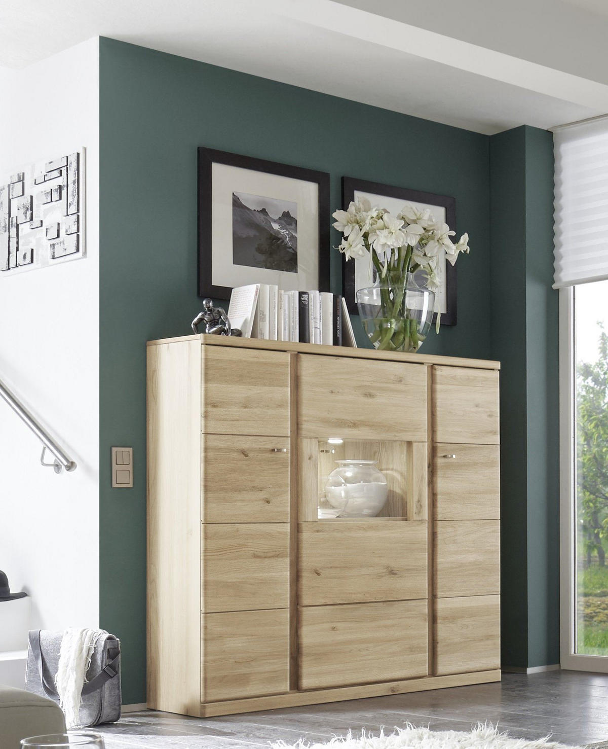 HIGHBOARD Teilmassiv Ianisha 138x140x41 Anrichte Wildeiche Bianco geölt - Naturfarben, Holz (138/140/41cm) - 58aufmkessel