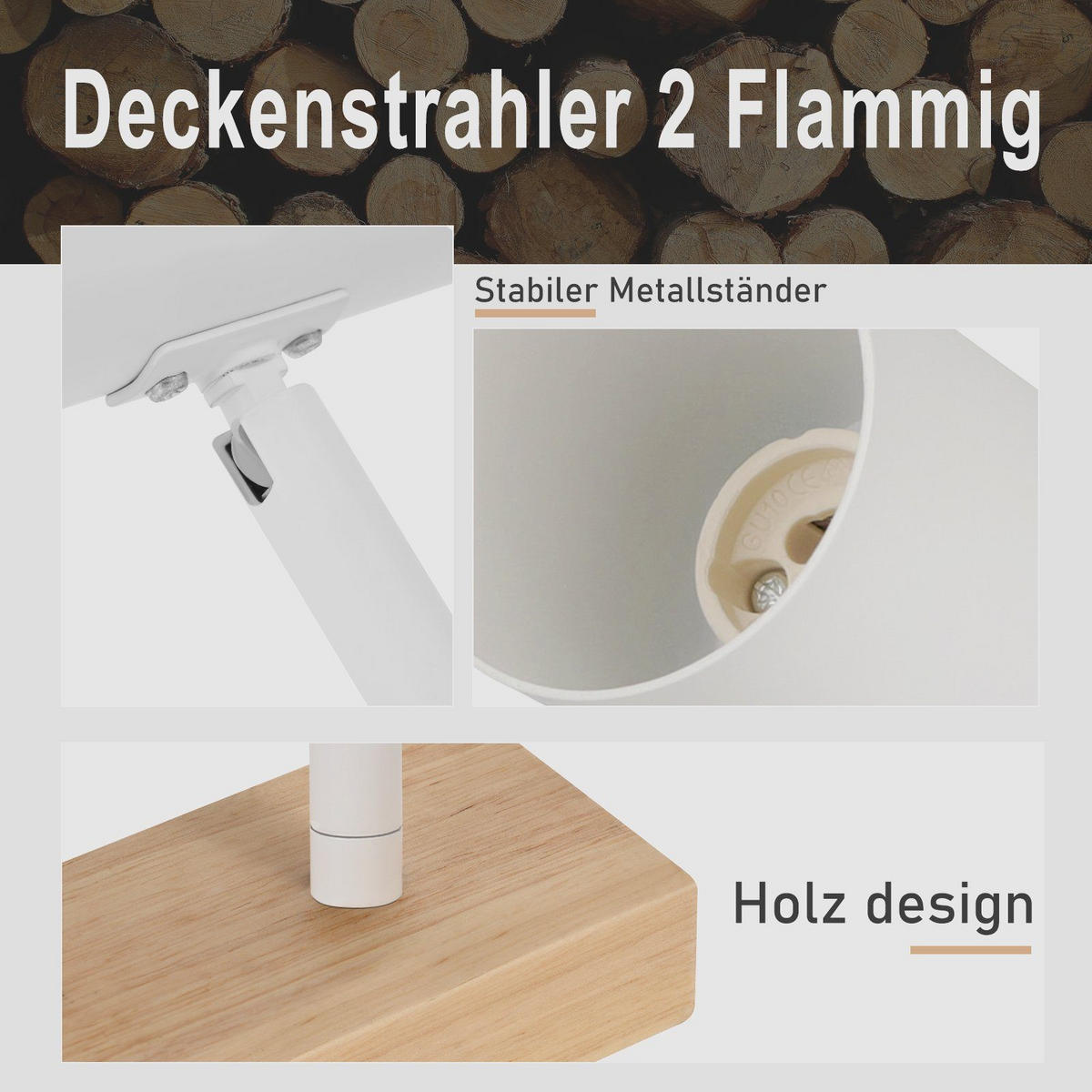 WANDLEUCHTE Blick 2-flammig - Weiß, Holzwerkstoff (6/17/25cm) - Nettlife