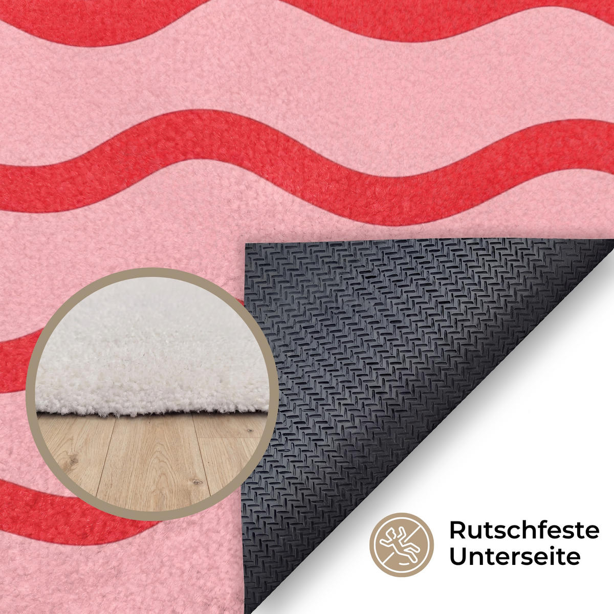 TEPPICH - Verspielt - Muster - Rot - 230x150 cm - Rot, Kunststoff/Textil (230/0.4cm) - OnlyWow