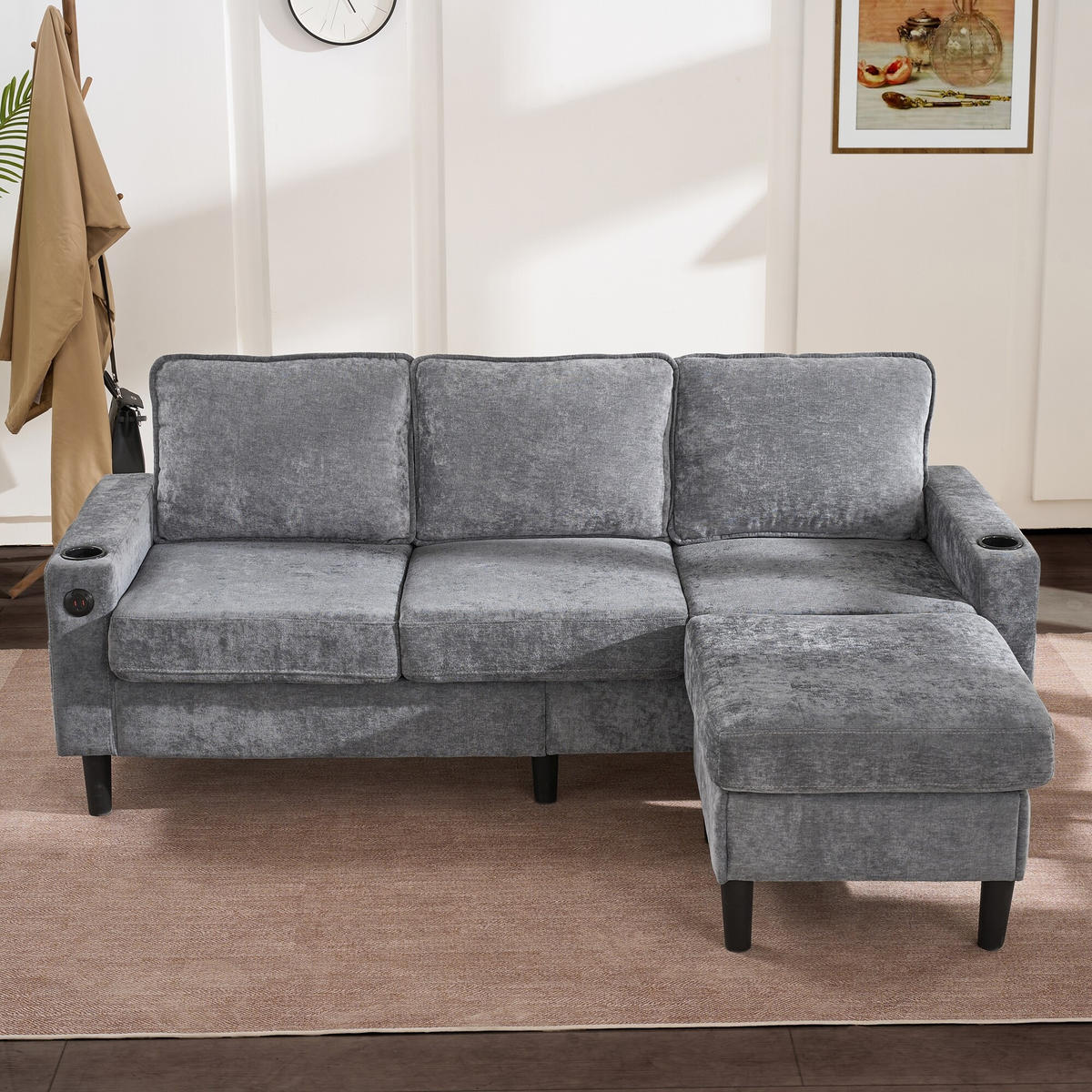 4-SITZER-SOFA Grau 202/137/80 cm - Grau, Textil (137/80/202cm) - Urban Meuble