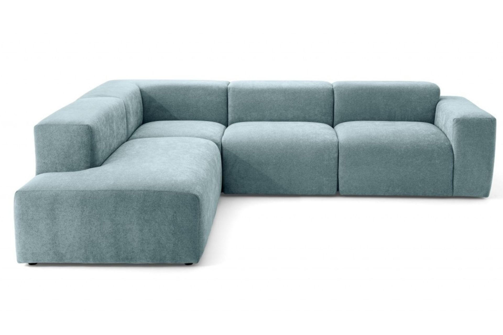 4-SITZER modulares Ecksofa HEAVEN SET 2 Links, Breite 300 cm Webstoff Blaugrau - Blaugrau/Schwarz, Holz/Kunststoff (300/245cm) - Muffo