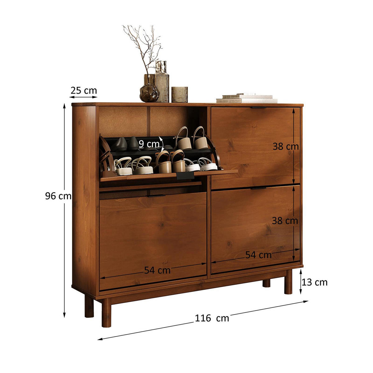 SCHUHKIPPER JONTE Kastanie - Kastanienfarben, Holz (116/96/25cm) - IDIMEX