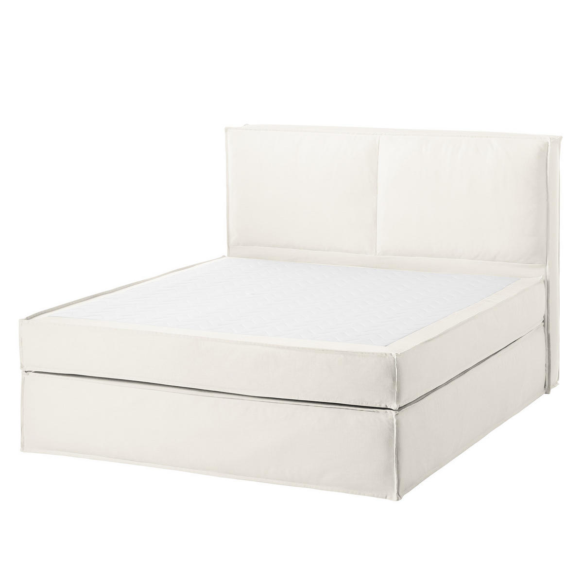 BOXSPRINGBETT mit Kopfteil - Premium - Weiß, Textil (180/200cm) - home24