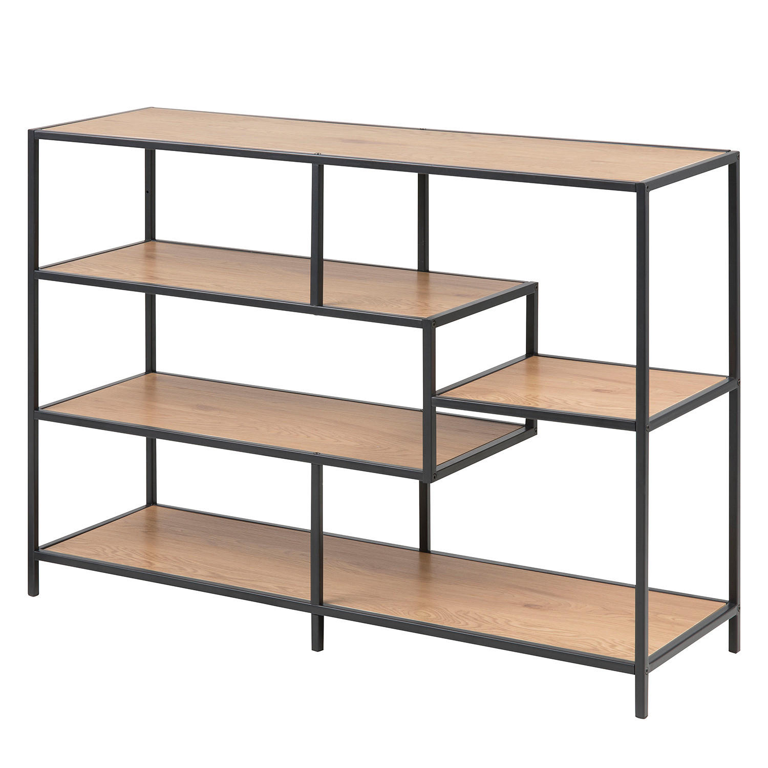 REGAL - Eichefarben/Schwarz, Holzwerkstoff/Metall (114/78/35cm) - home24