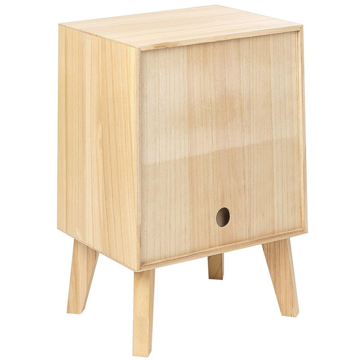 NACHTTISCH Rattan heller Holzfarbton 1 Schublade 40/30 cm Seney - Hellbraun, Holz (40/55/30cm) - Beliani