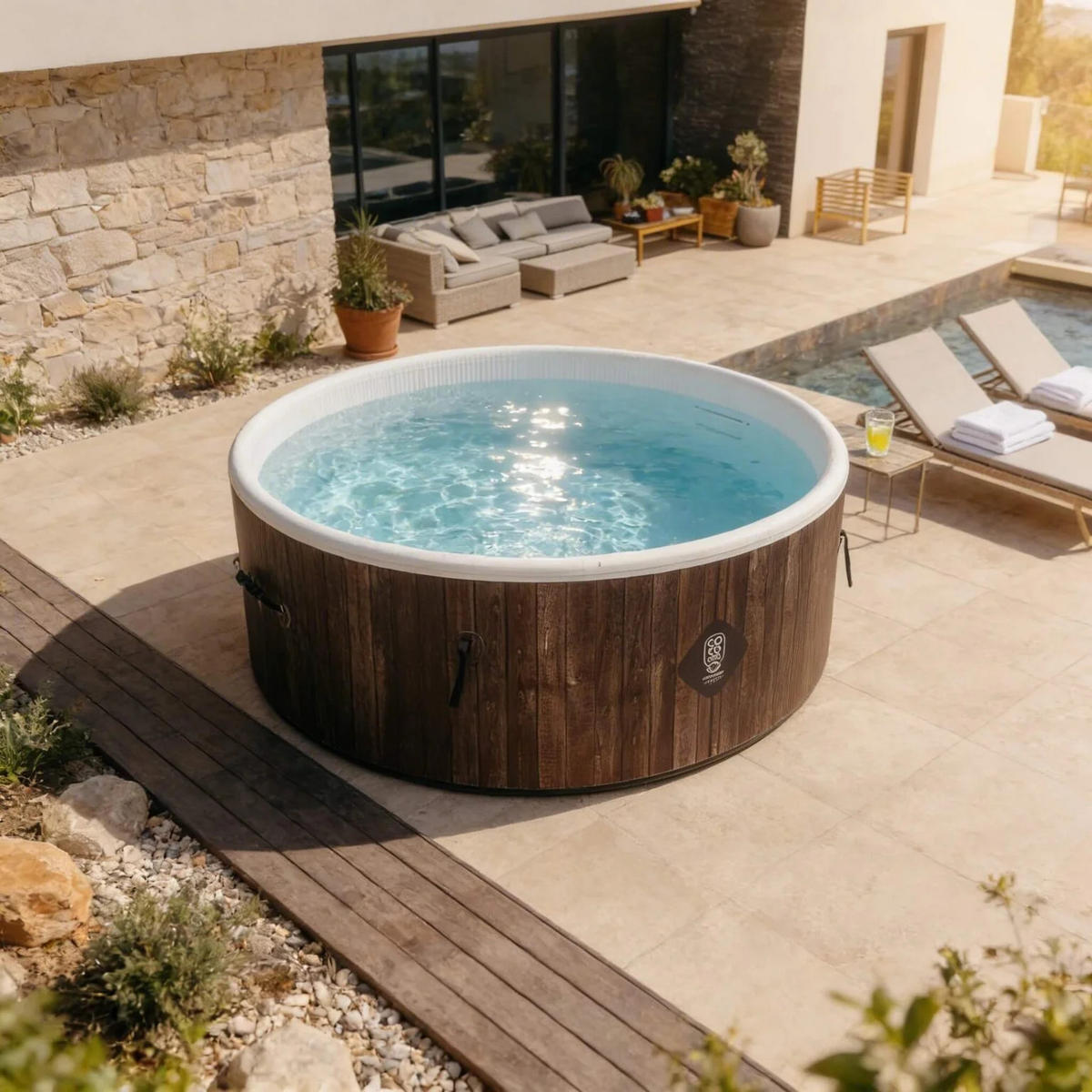 POOL Hawaii – 180 cm Durchmesser – 1100 Liter – Echtholz-Optik - Braun, Kunststoff (180/70/70cm) - COCO SPA