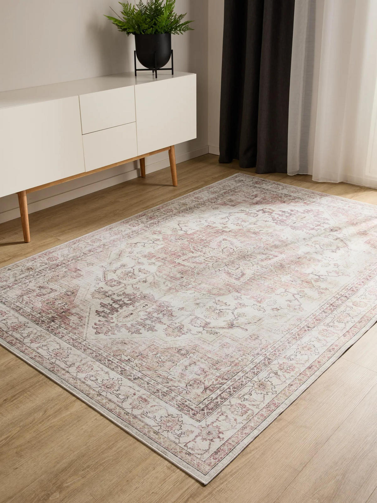 VINTAGE-TEPPICH George waschbar 60x120 cm - Beige/Rosa, Kunststoff (60/120cm) - benuta