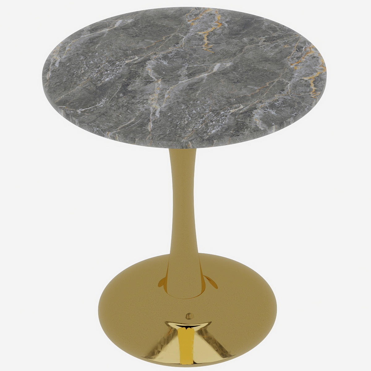 KONFERENČNÍ stolek 70/70/72 cm zlatý z umělého mramoru kulatý - zlatá, kámen (70/70/72cm) - OKWISH