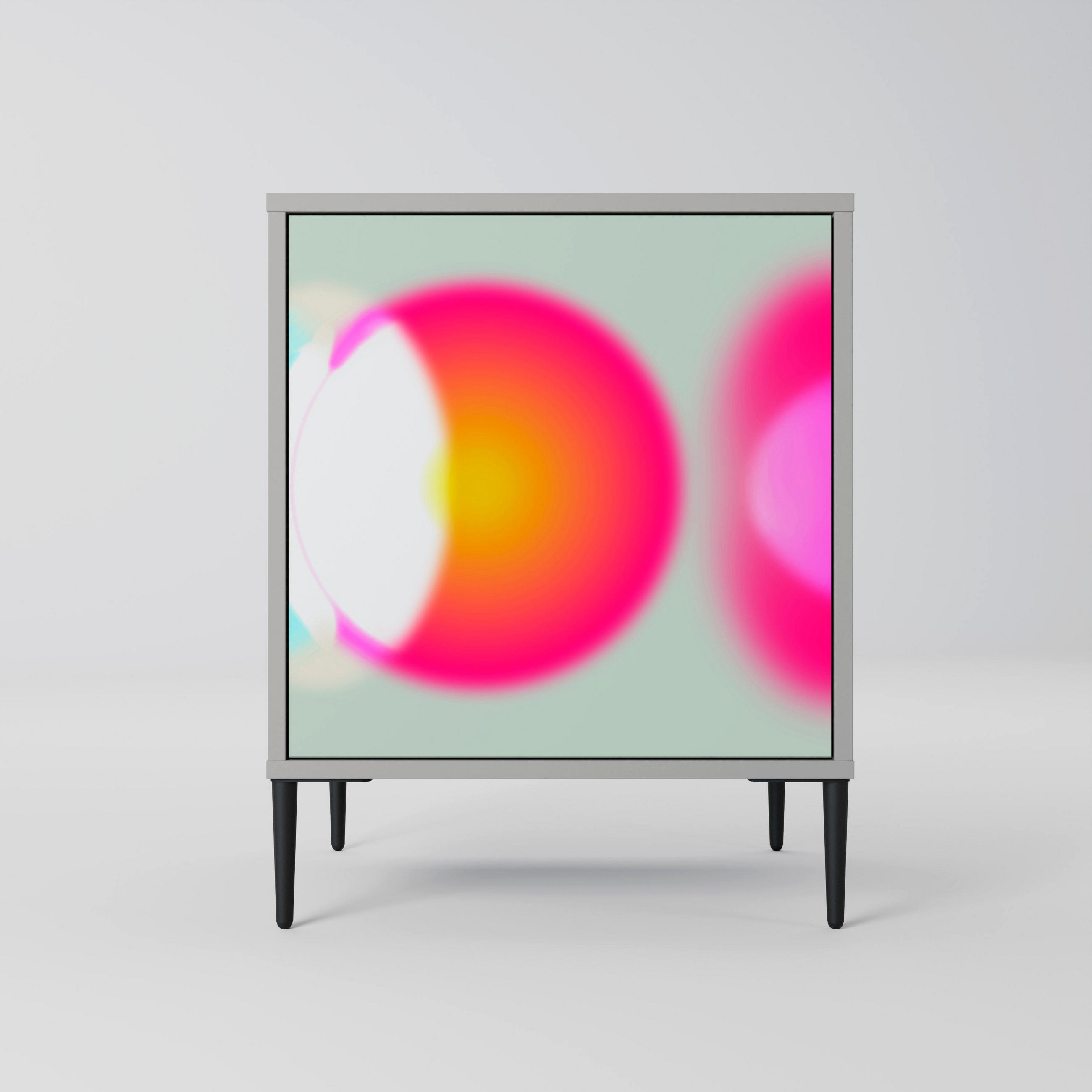 SIDEBOARD SYMPHONY OF COLORS, Grau, 57,5x42x72,5 cm, Schwarze Metallfüße - Multicolor/Schwarz, Holzwerkstoff/Metall (57.5/72.5/42cm) - SpaceRebels