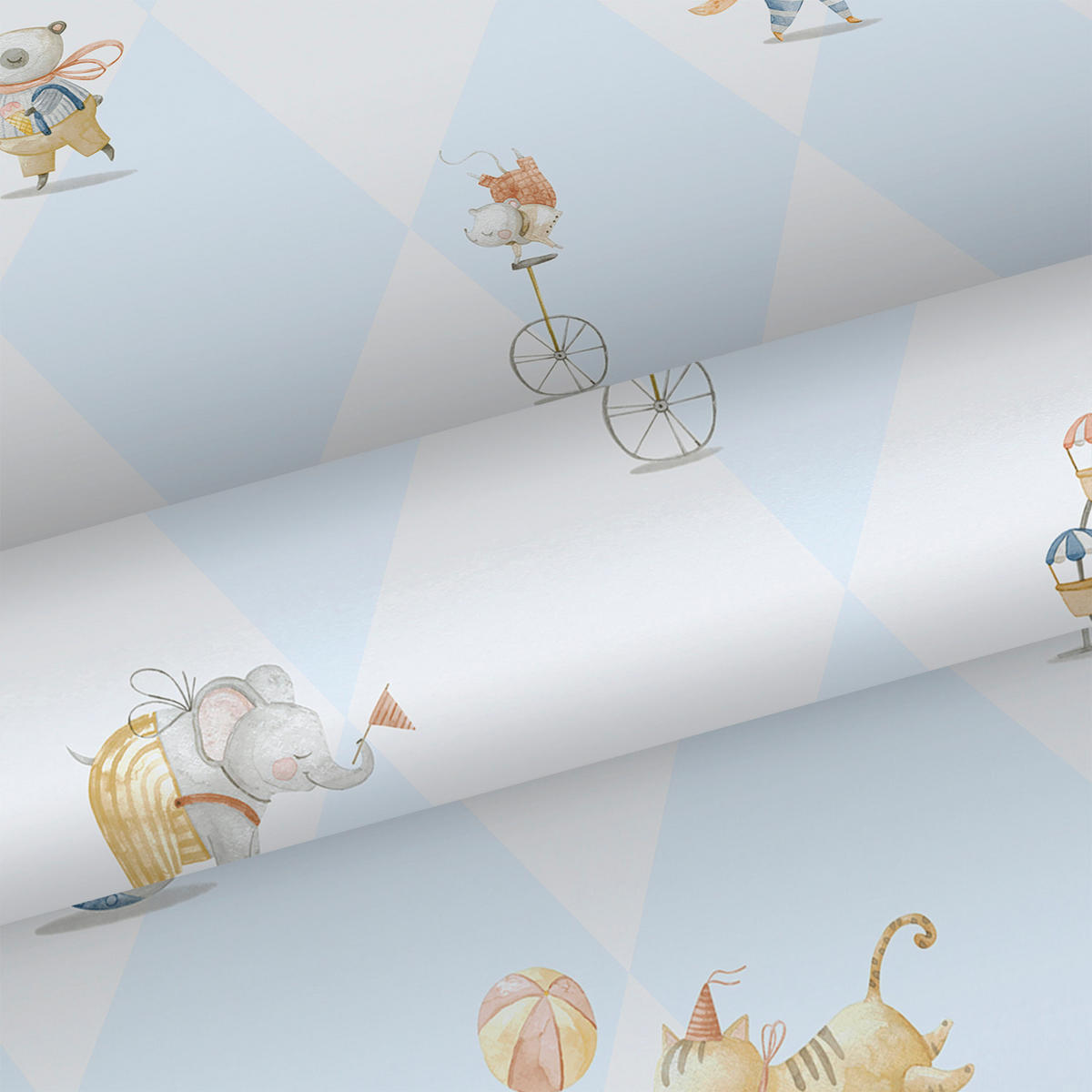 TAPETE Zirkus 53 cm x 10.05 m - Blau, Papier (53/0.1cm) - Sanders & Sanders