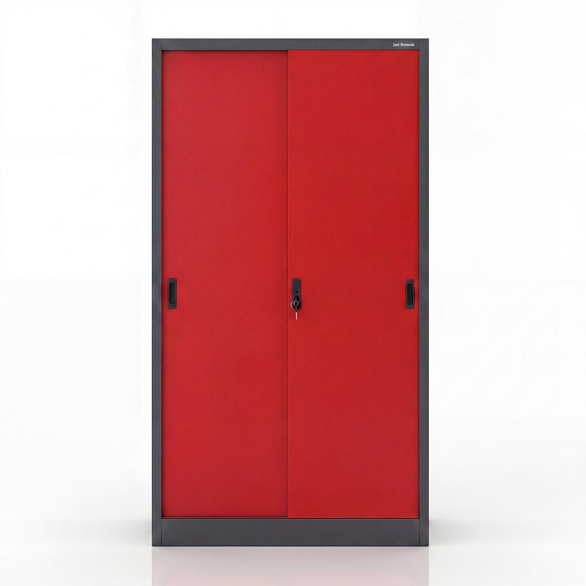 SCHIEBETÜRENSCHRANK KUBA 185x90x40 cm - Anthrazit/Rot, Metall (90/185/40cm) - Jan Nowak