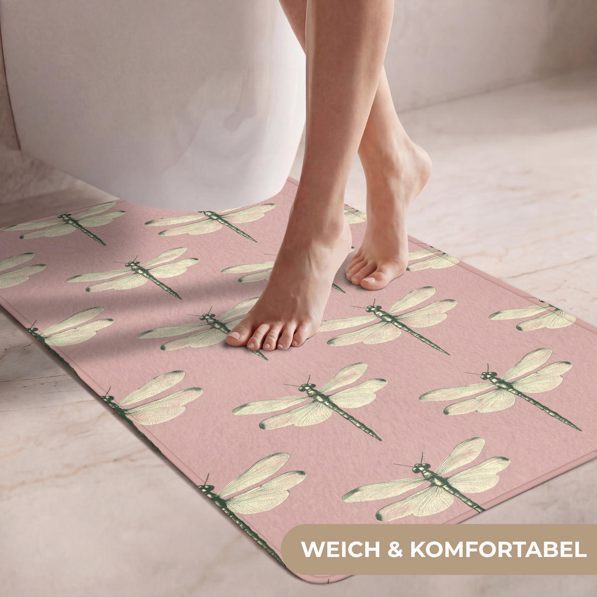 WC-VORLEGER Lillibells - Muster - Rosa Toilettenvorleger 60x90 cm - Rosa, Kunststoff/Textil (60/1cm) - OnlyWow