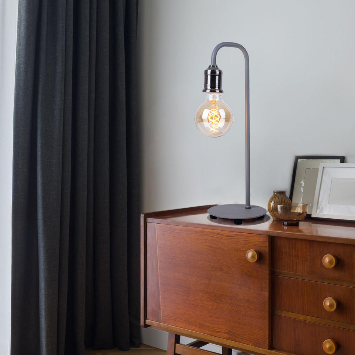 LED TISCHLEUCHTE Florida Grau Nickel matt - Grau, Metall (16.4/15/43.8cm) - Globo Lighting