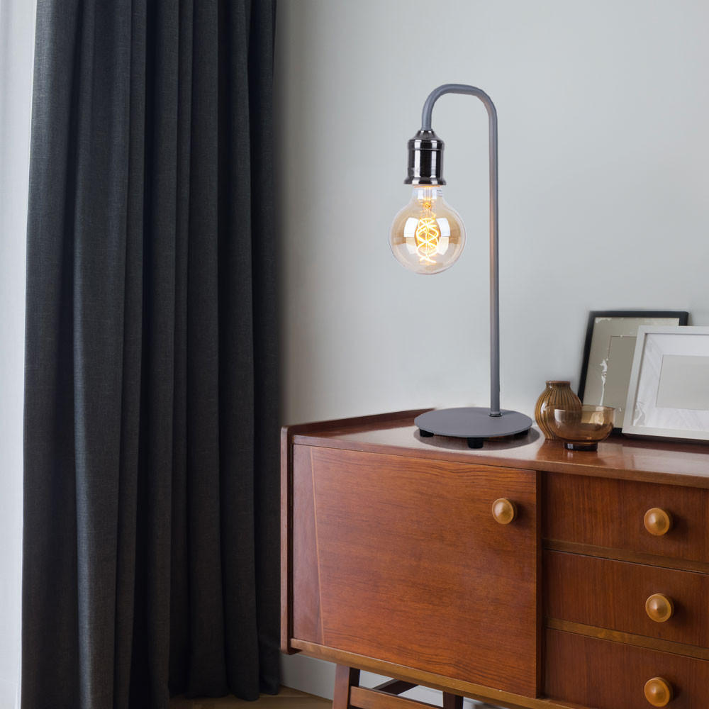 Thumbnail - Globo Lighting Tischleuchte, Grau, Metall, Rund, 15x43.8x16.4 cm, Lampen & Leuchten, Innenbeleuchtung, Tischlampen, Tisc...