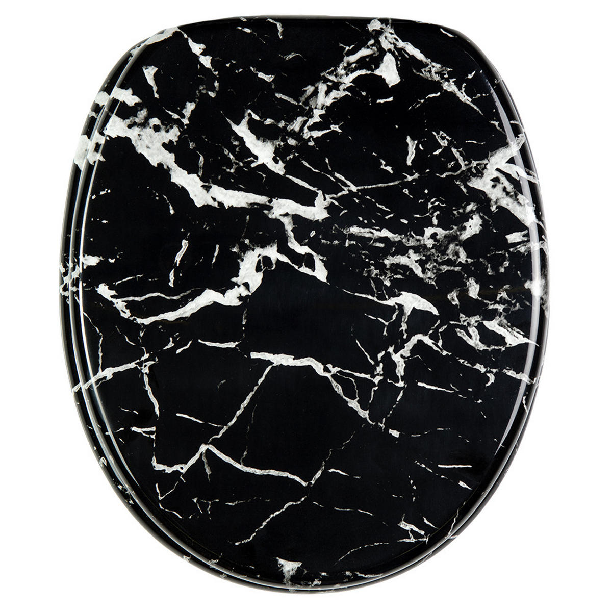 WC-SITZ Absenkautomatik Marmor Schwarz - Schwarz, Holzwerkstoff (38/6/47cm) - Sanilo