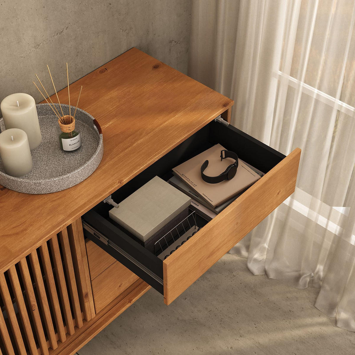 SIDEBOARD ADAMO Eiche - Eichefarben, Holz (175/75/41cm) - IDIMEX