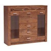 VITRINENKOMMODE Indianapolis I-8 137 x 122 x 42 cm Esche hell - Braun, Holzwerkstoff/Metall (137/122/42cm) - Koseto