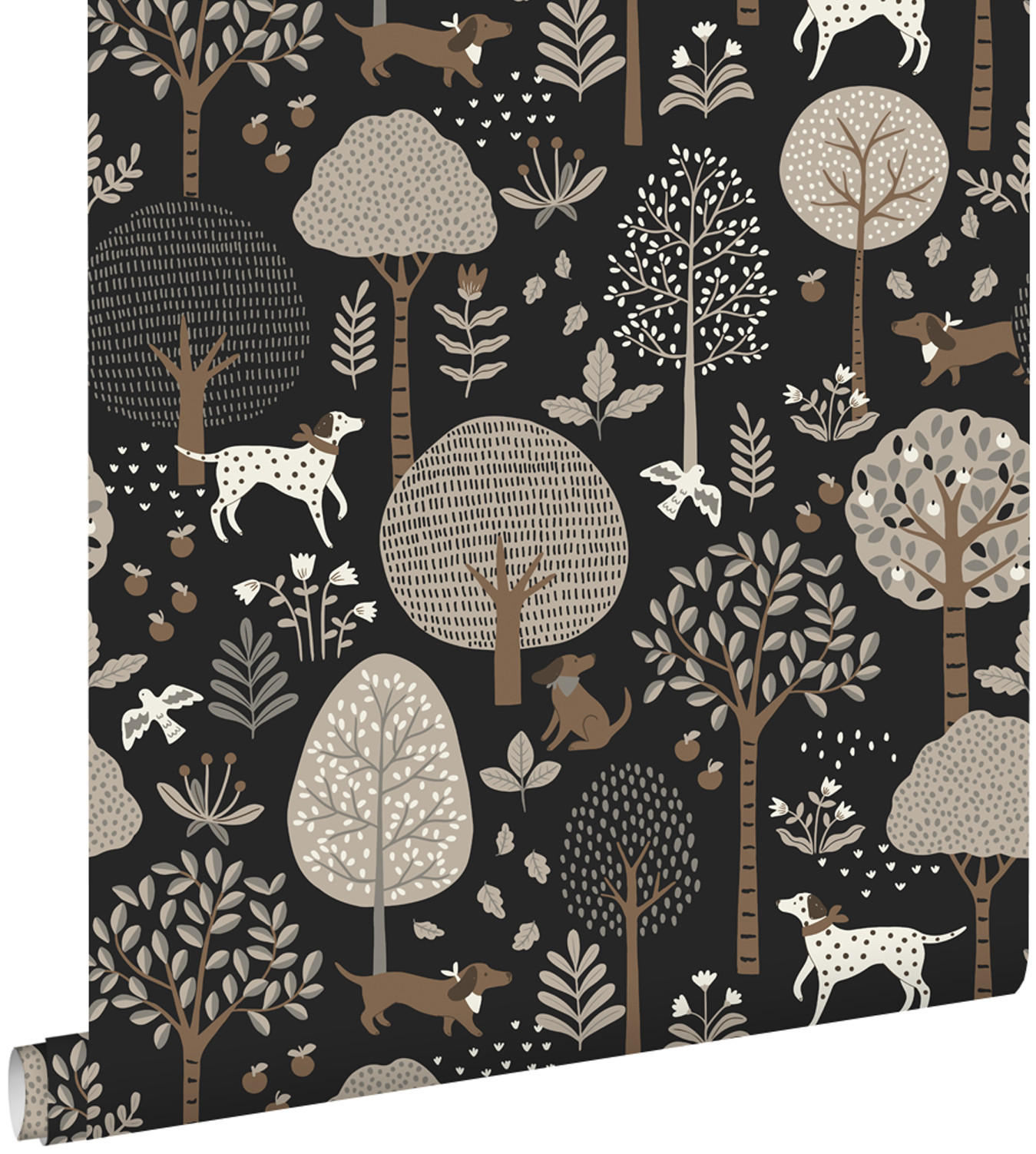 TAPETE Hunde 50 x 900 cm - Schwarz, Papier (50/0.1cm) - ESTAhome