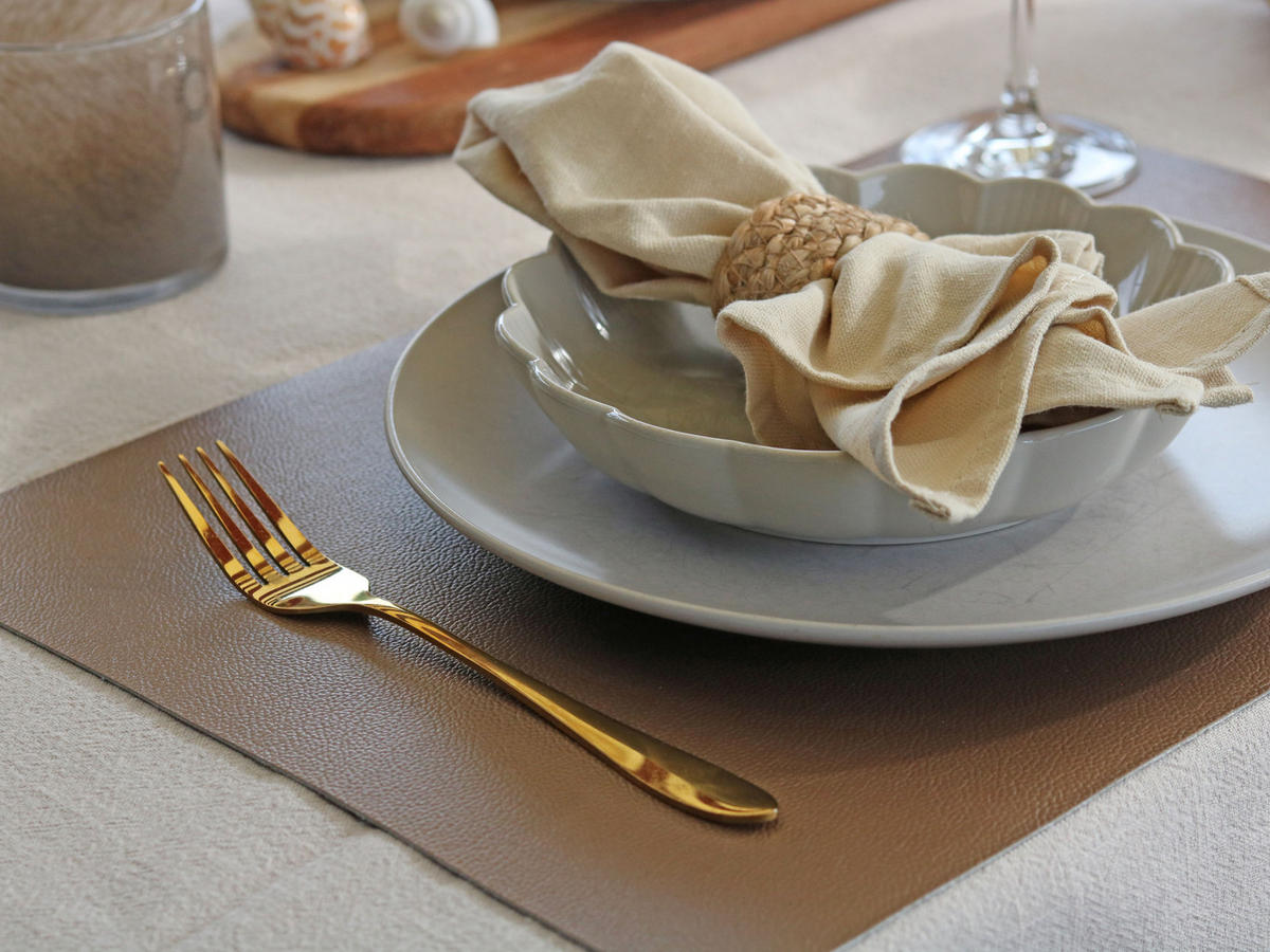 TISCHSET, 6er-Set, 30x42 cm, wasserdicht, aus PVC und Polyester, Grau - Grau, Textil (42/30/1cm) - Zollner
